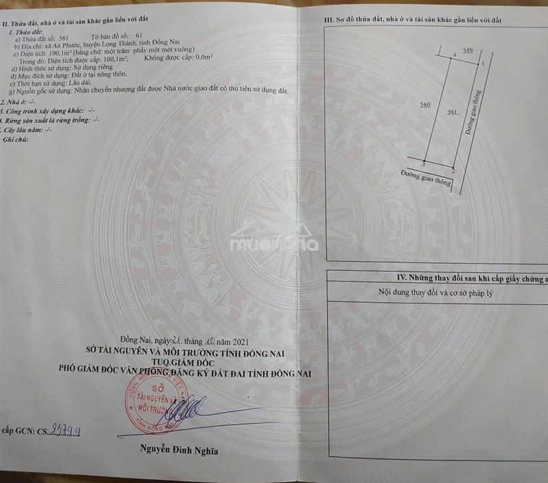 Cắt lỗ 2 tỷ còn 1 tỷ 2 lô đất long thành 100m2 cách sân bay 10 phút
