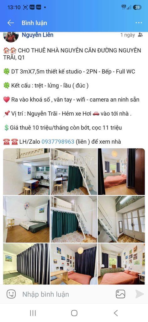 ❤️❤️ Nhà thuê nguyên căn giá 10 triệu 
☎️ / zalo : 0937798 - 4