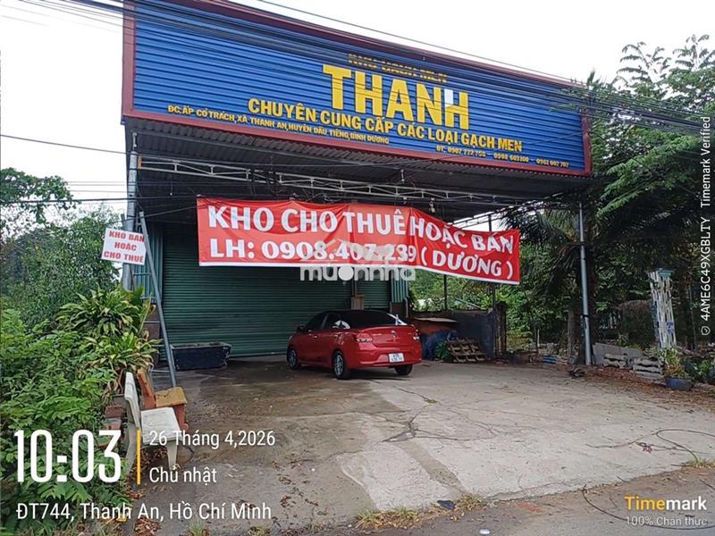 Cho thuê kho xưởng mặt tiền đường dt744