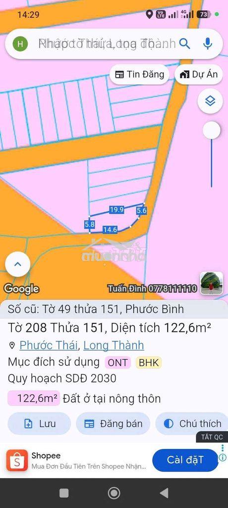 Đất thổ cư 2 mặt tiền đường 7m