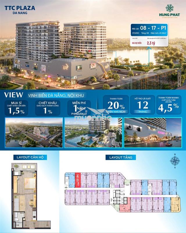 Chỉ 460tr nhận nhà khai thác ngay ttc plaza đà nẵng  trên aeon mall
