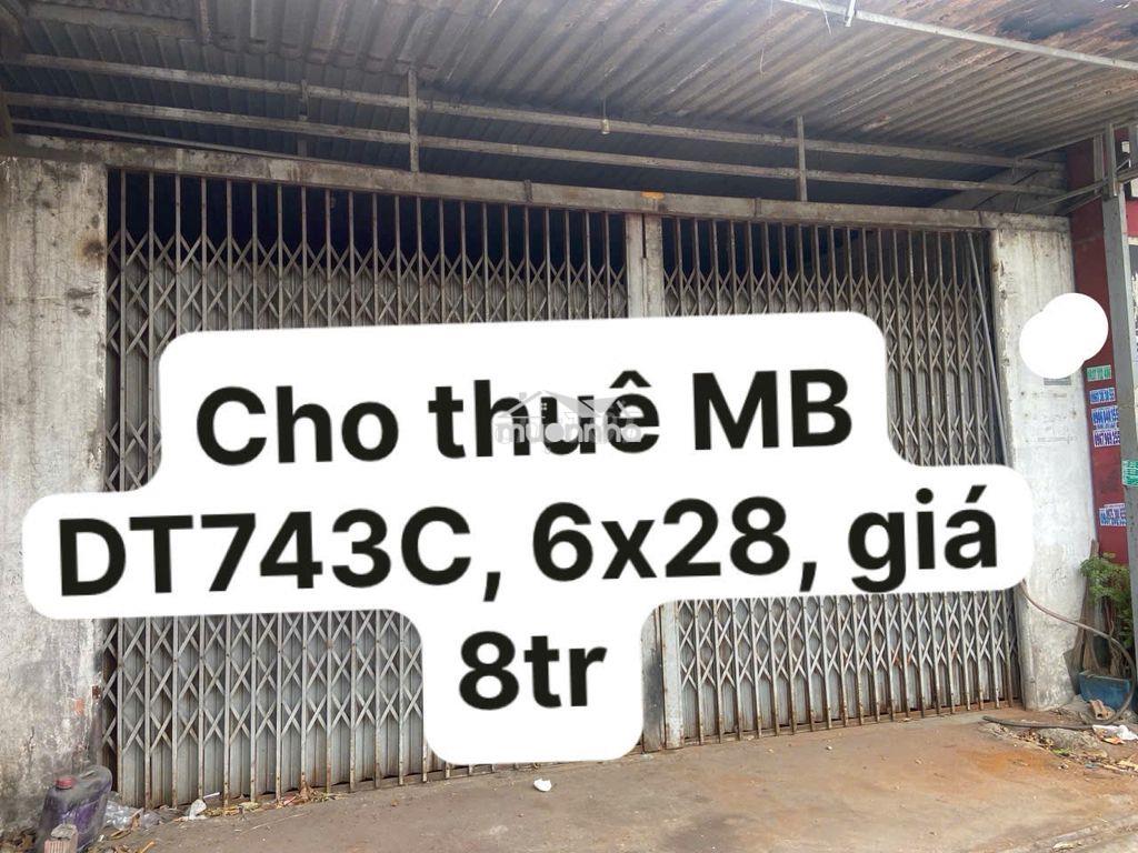 Cho thuê mb ngã 3 tân long  dĩ an - 6 x 29m, giá 8tr - 2