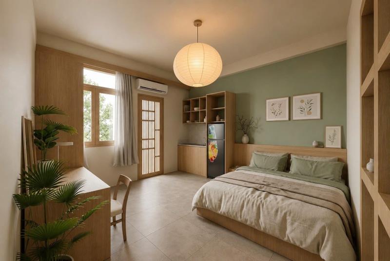 Cho thuê studio đinh bộ lĩnh – ban công – gần đh ngoại thương 500m - 2