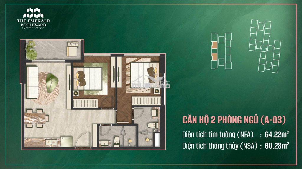 Căn hộ the emerald boulevard 2pn2wc full nội thất, trả góp 30%/1.5 năm - 4