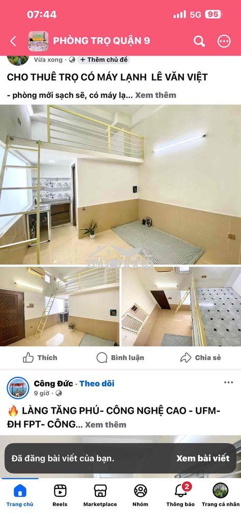 Trọ máy lạnh sát bên đh fpt, khu cnc