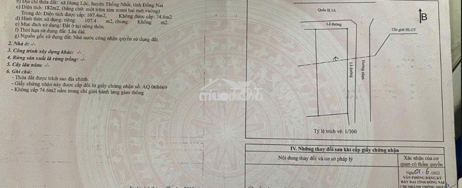 Chính chủ bán đất mặt tiền hưng lộc, thống nhất, sổ hồng riêng, thổ cư - 2