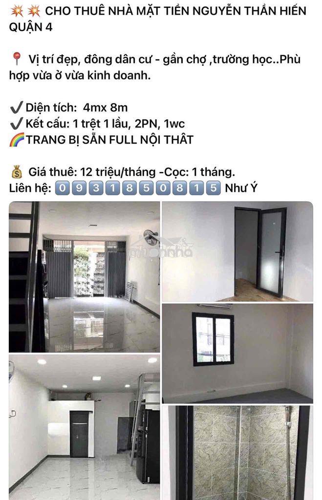 Cho thuê nhà nguyên căn q4 giá từ 4tr -> 30triệu