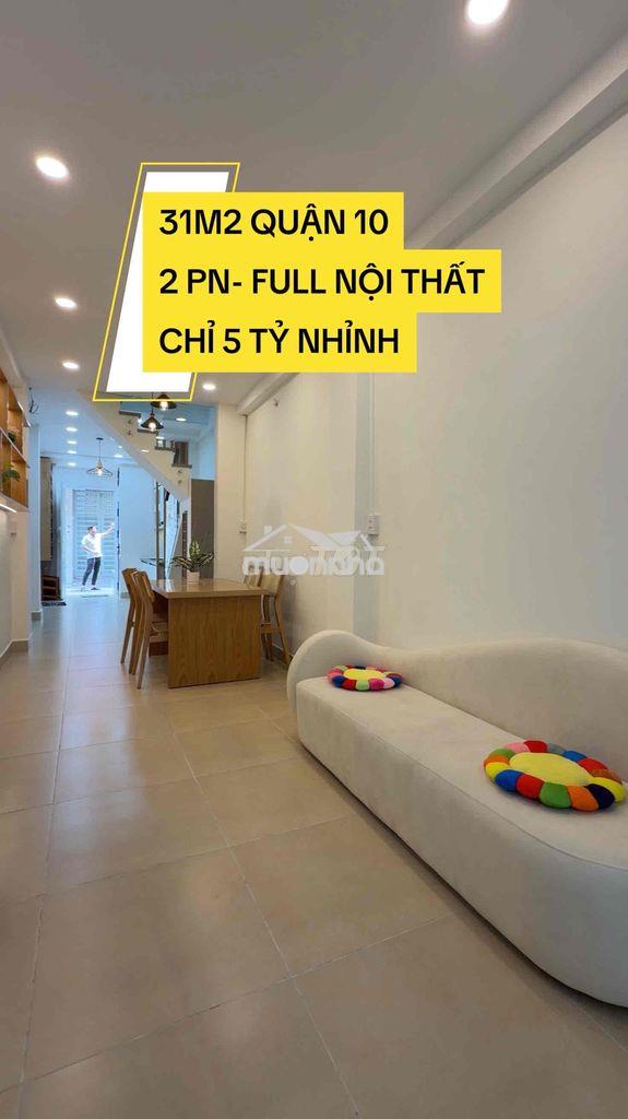 Nhà quận 10- 2 mặt hẻm xe hơi- full nội thất ở ngay.