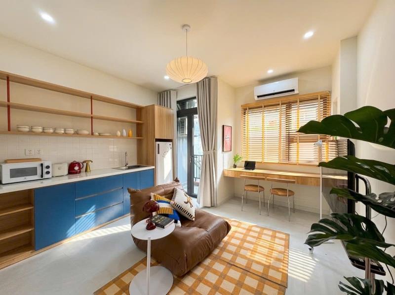 Cho thuê căn hộ 1 phòng ngủ full nội thất ban công rộng 60m2 ngay lạc long quân tân bình vibe siêu chill 
