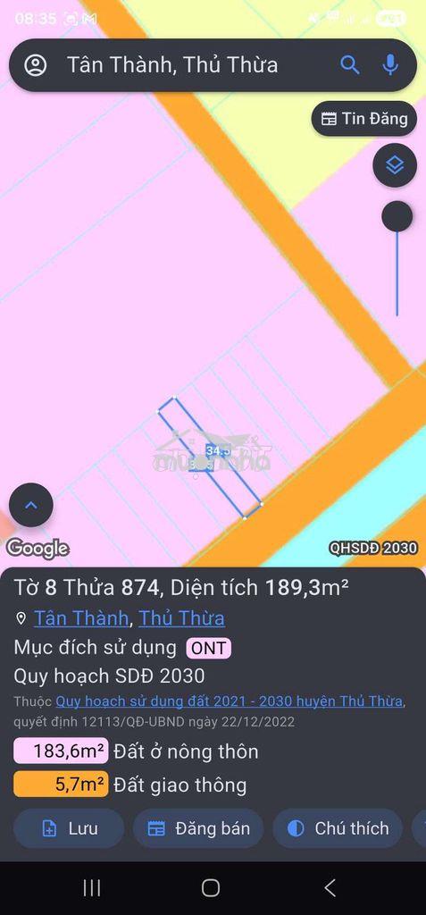 1000m2 thổ cư thủ thừa,shcc, hxh, đất vuông vức - Ảnh 2