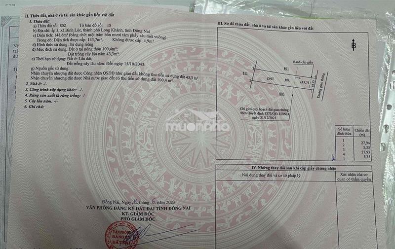 Cần bán đất thổ cư đường chính lê a