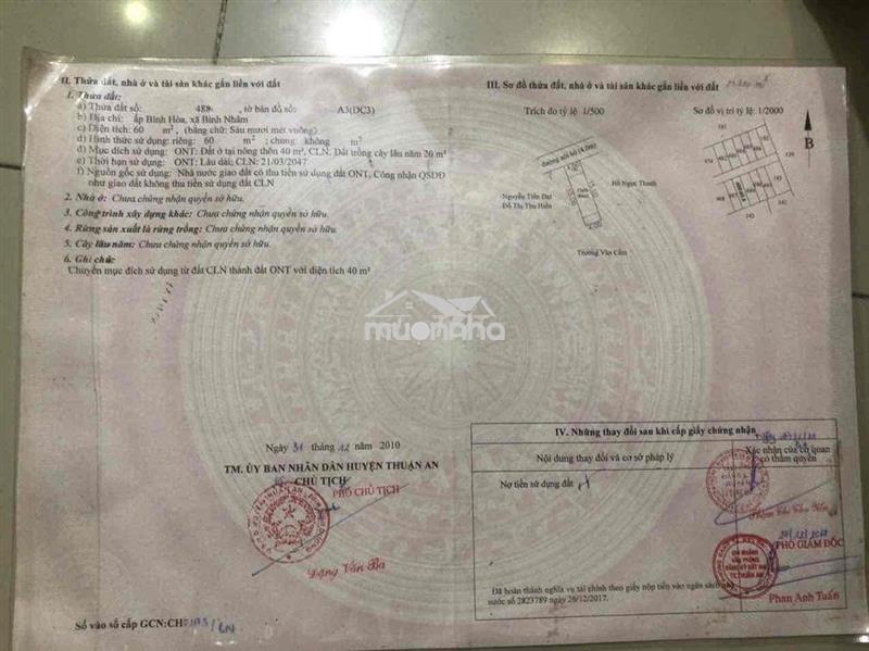 Bán lô đất chính chủ đường nguyễn hữu cảnh ấp 1 xã bình nhâm tp hcm