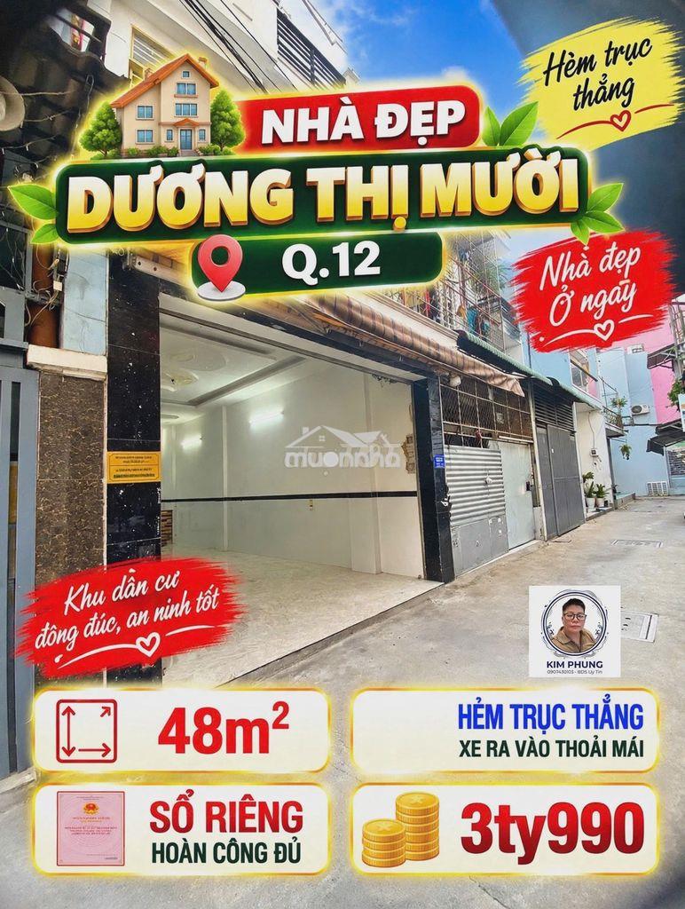 Bán nhà tân thới hiệp 02, dương thị mười q12- 48m2 hẻm 1 trục thẳng