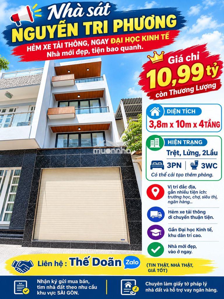 🔔  Nhà sát  nguyễn tri phương, hẻm xe tải thông, ngay đại học kinh tế