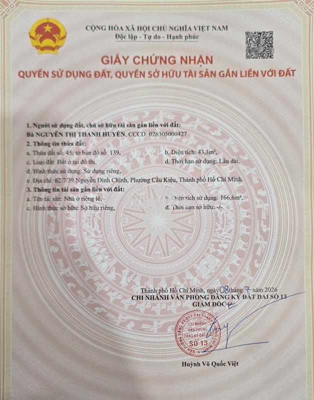 Chính chủ bán nhà 62-7-39 nguyễn đình chính, p. cầu kiệu (phú nhuận)