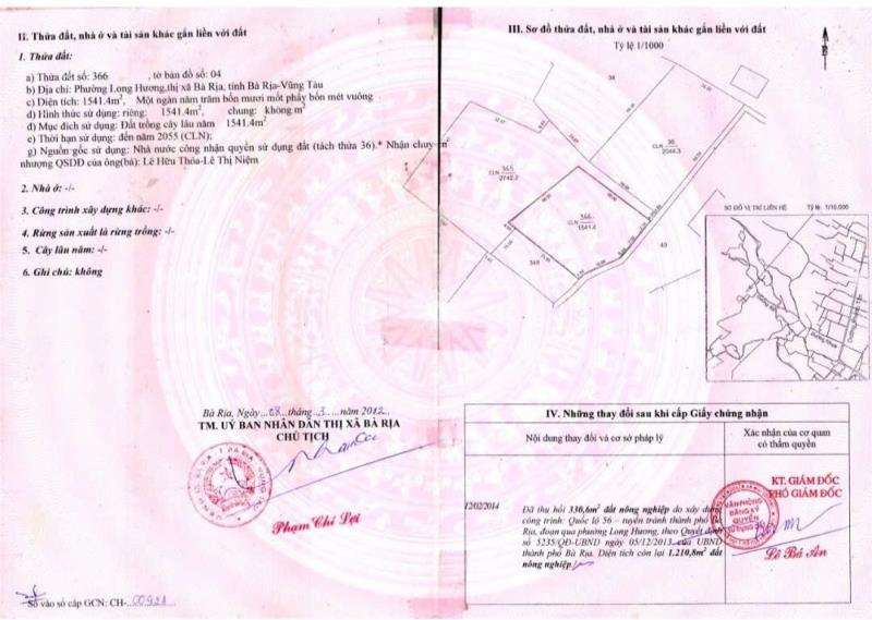 Chính chủ cần vốn làm ăn bán đất p.long hương 1541,4m2 giá chỉ 10.5 tỷ -lh 0935512366 - Ảnh 4