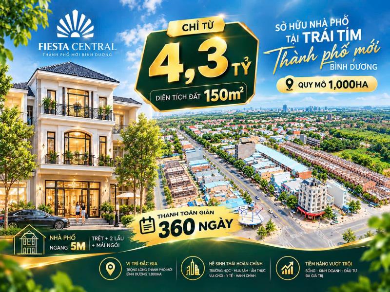 Chỉ từ 1,38 tỷ đồng – nhận ngay shophouse fiesta central mặt tiền kinh doanh