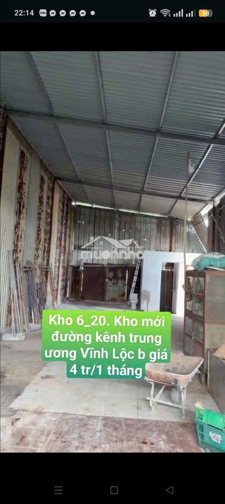 Kho cho thuê 6*22 đường kênh trung ương vĩnh lộc b bình chánh tphcm
