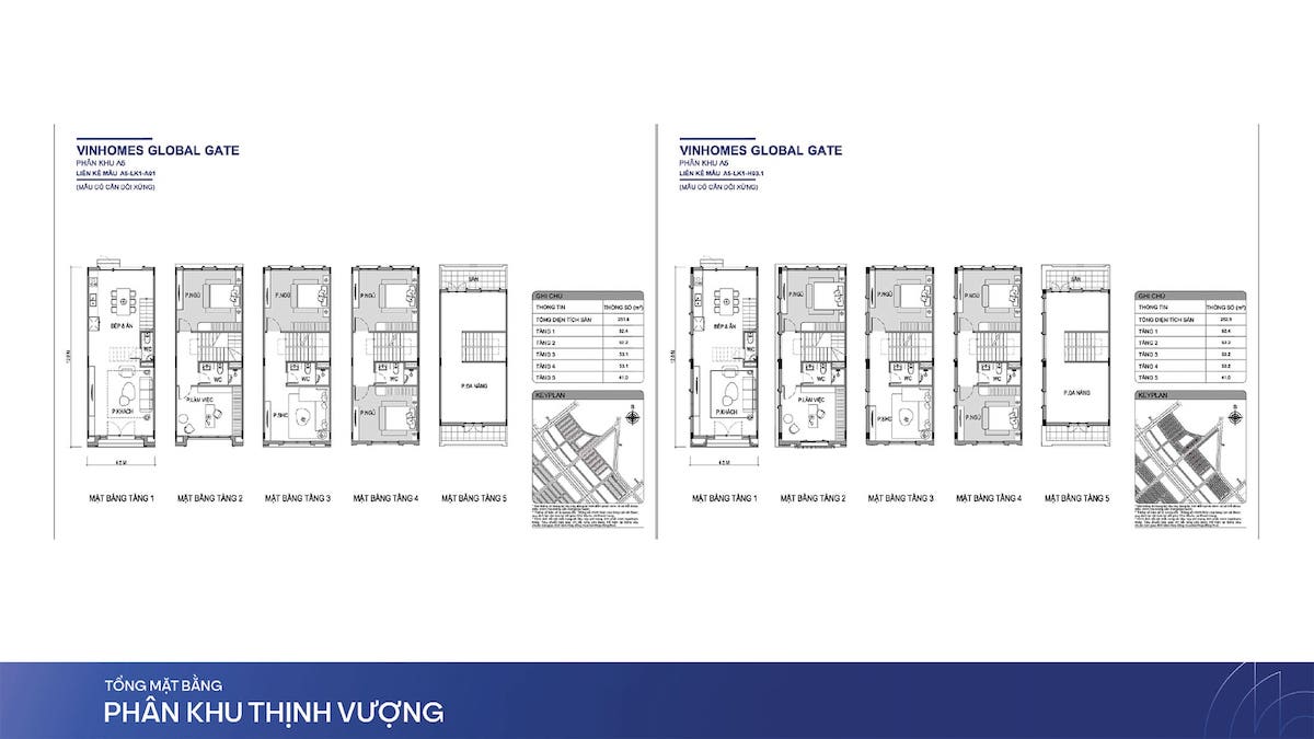 Layout thiết kế sản phẩm Liền Kề và Biệt Thự tại phân khu Thịnh Vượng, Vinhomes Global Gate.