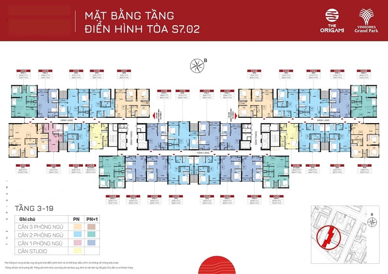 Layout Căn Hộ Tòa S702 – Tầng 2 đến 19