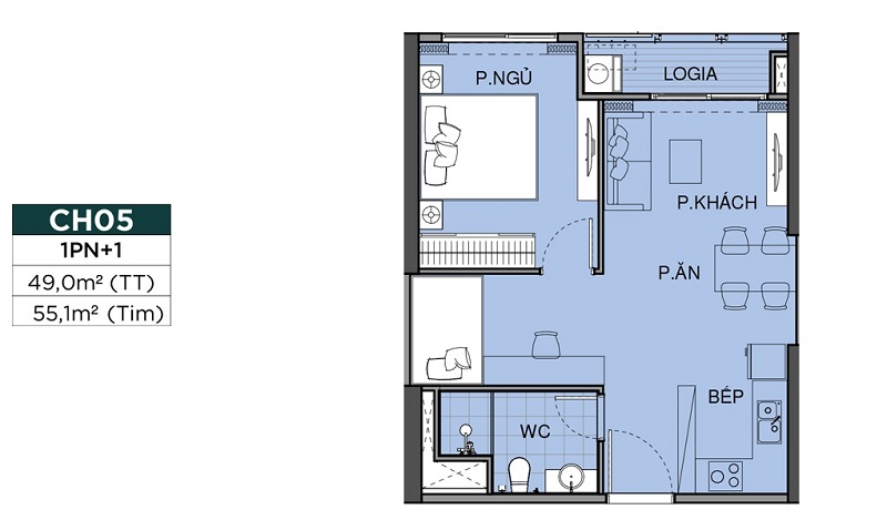 Căn hộ 1PN+ (1 phòng ngủ + 1 không gian đa năng) tại The Beverly Vinhomes Grand Park