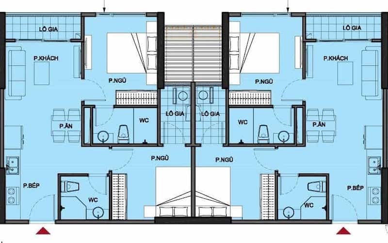 Mặt bằng căn hộ 2 phòng ngủ