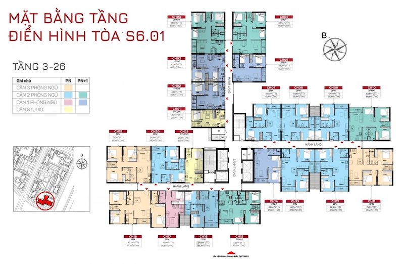 layout tầng 2 – 26 tòa S601