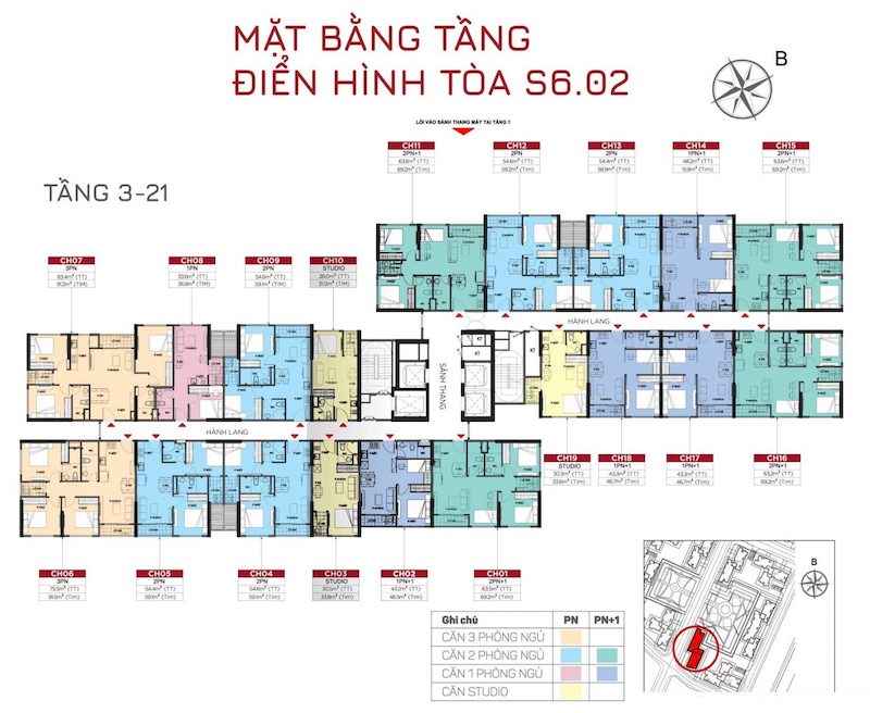 layout căn hộ tòa S602 – The Origami