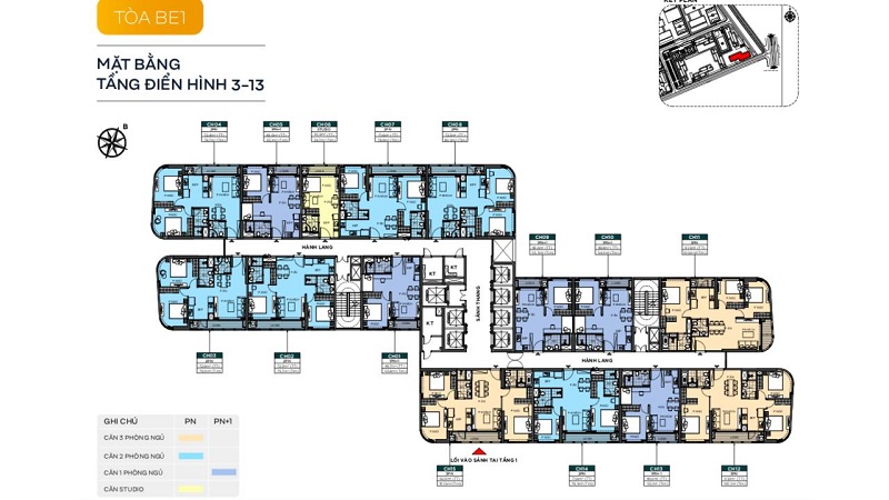 Mặt bằng tầng 3 – 13 – Căn hộ Tòa BE1 – The Beverly