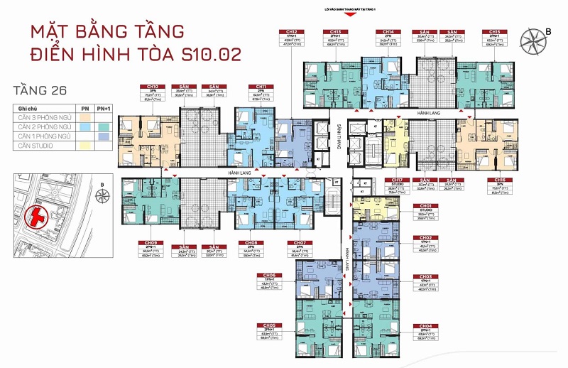 Layout Căn Hộ Tòa S1002 – Tầng 26