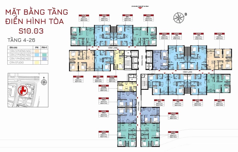 Layout Căn Hộ Tòa S1003 – Tầng 2 đến 26