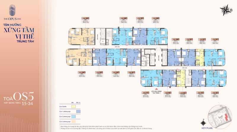 Tầng 15 - 34: Mặt bằng tầng 15 - 34 tòa OS5