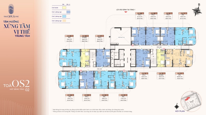 Tầng 2: Khu căn hộ cao cấp với thiết kế hiện đại, tối ưu hóa công năng.