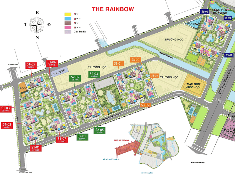 mặt bằng phân khu the rainbow vinhomes grand park