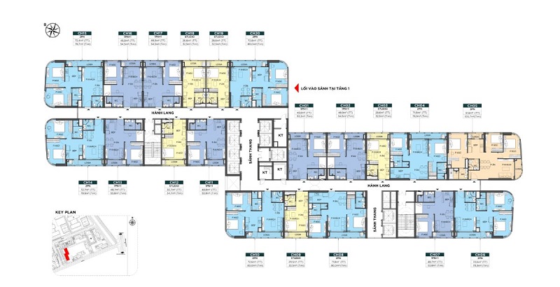 Mặt bằng tầng 3 – 13: Hệ thống căn hộ tiêu chuẩn, thiết kế khoa học, đảm bảo không gian sống thoải mái.