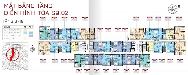 Layout Căn Hộ Tòa S902 – Tầng 2 đến 19