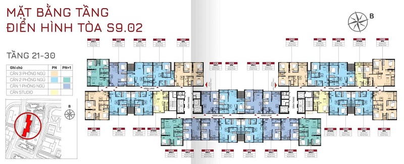 Layout Căn Hộ Tòa S902 – Tầng 21 đến 30