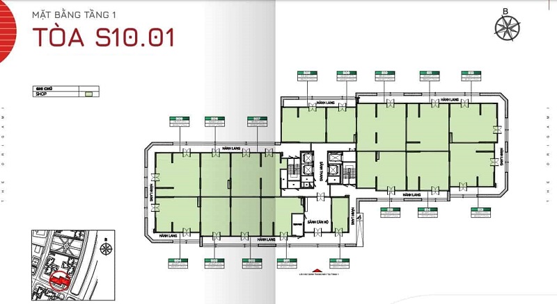 Layout Shophouse Tòa S1001 – Tầng 1