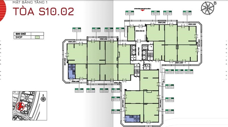 Layout Shophouse Tòa S1002 – Tầng 1