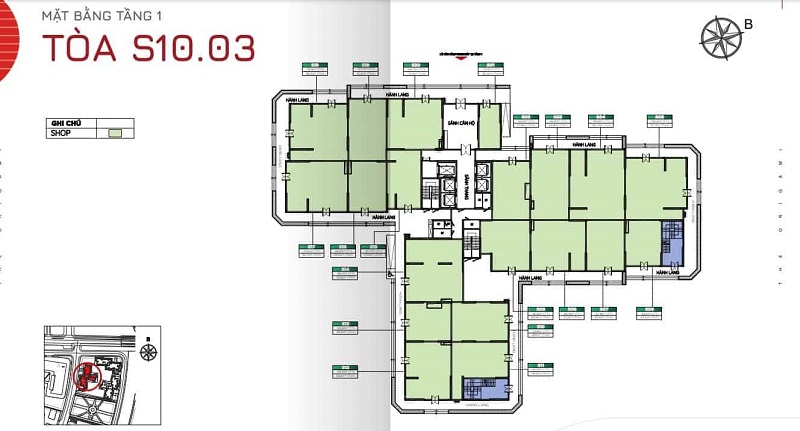 Layout Shophouse Tòa S1003 – Tầng 1