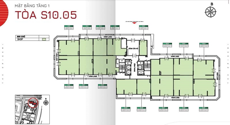 Mặt Bằng Tòa S1005 - Vinhomes Grand Park | Layout Căn Hộ & Shophouse Chi Tiết