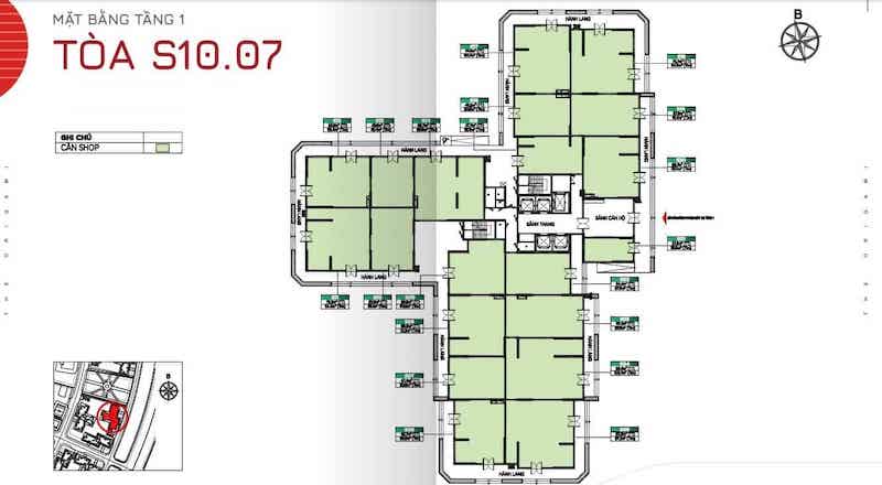 Layout Shophouse Tòa S1007 – Tầng 1