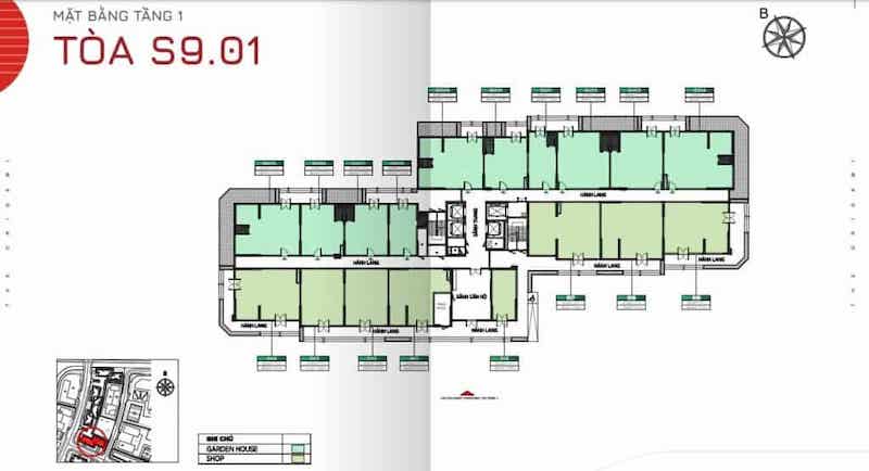 Layout Shophouse S901 – Tầng 1