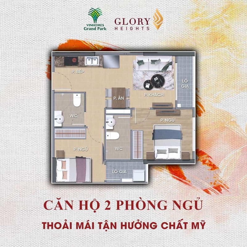 Căn hộ 2PN: Lựa chọn hoàn hảo cho các gia đình có con nhỏ, đảm bảo sự tiện nghi và rộng rãi.