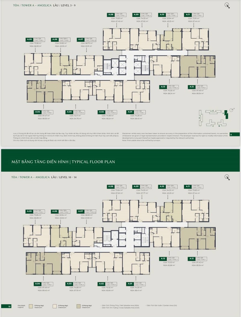 Tầng 3 – 14: Các căn hộ tiêu chuẩn, với thiết kế tối ưu không gian sử dụng.