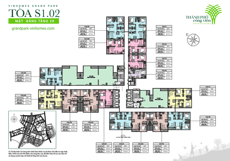 Mặt bằng tổng thể Tòa S1.02 – Vinhomes Grand Park