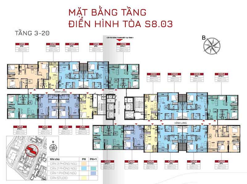 MẶT BẰNG TÒA S8.03 tầng 3 - 20