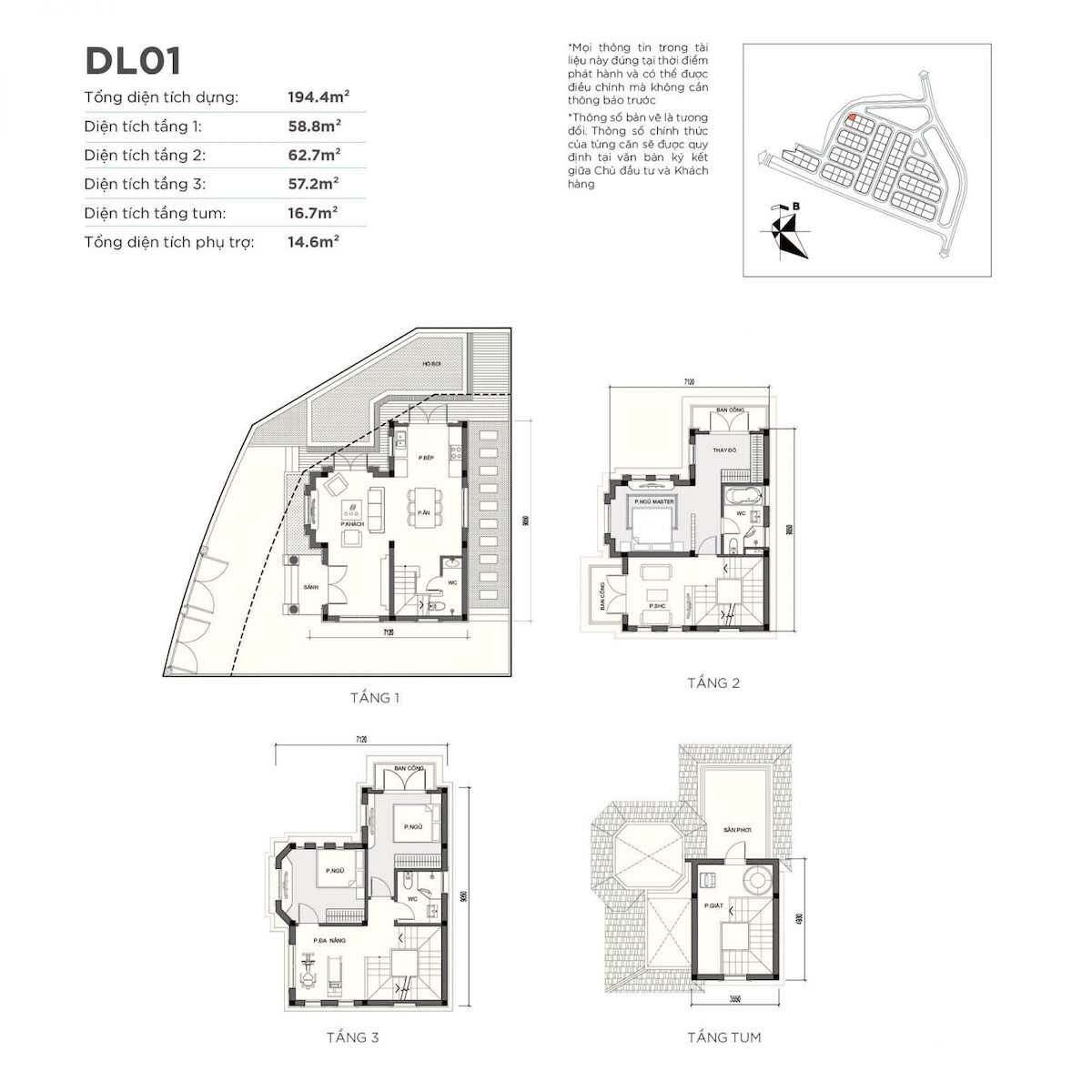 mặt bằng biệt thự đơn lập dl1 Vinhomes Green Villas