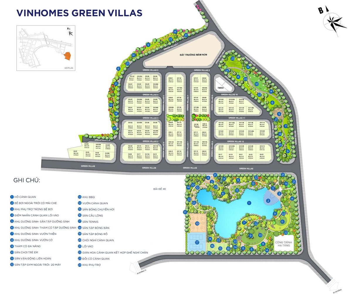 Mặt bằng tổng thể Vinhomes Green Villas