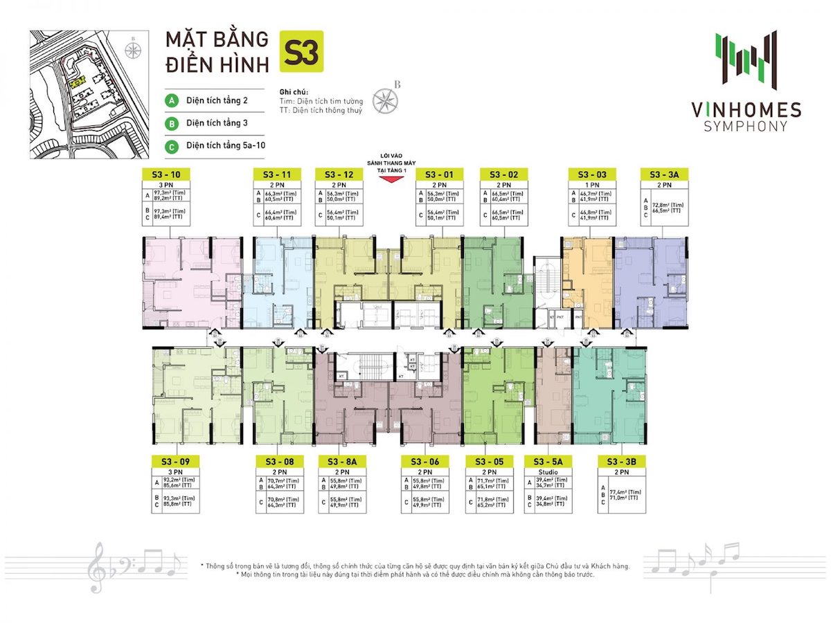 Mặt bằng S3 (Tầng 2 - 10)